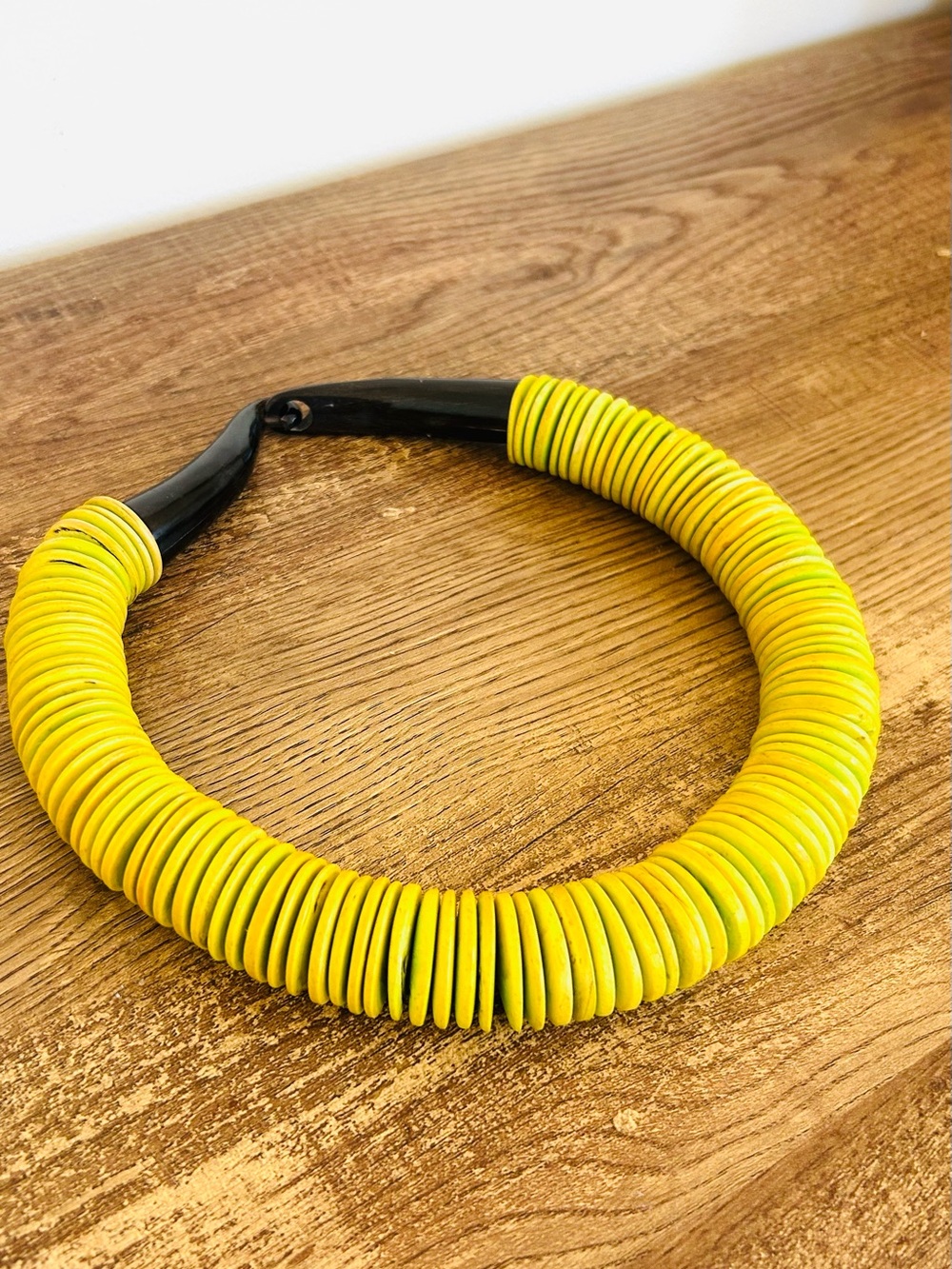 Yellow Disc Bead Collar Necklace - Women Jewelry